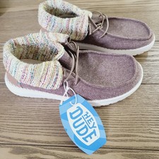 NEW Hey Dude Wendy Fold Youth 5 Loafers Baha Brown Multi Casual Slip On Shoes