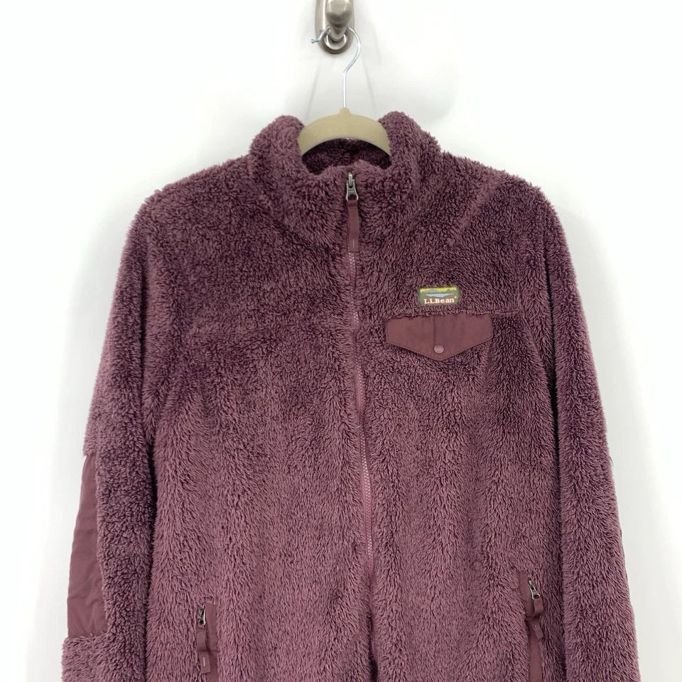 LL Bean Mujer Talla Grande Chaqueta Púrpura Hi Pile Polar Sherpa Abrigo Cremallera Frontal Foto 2 de 4