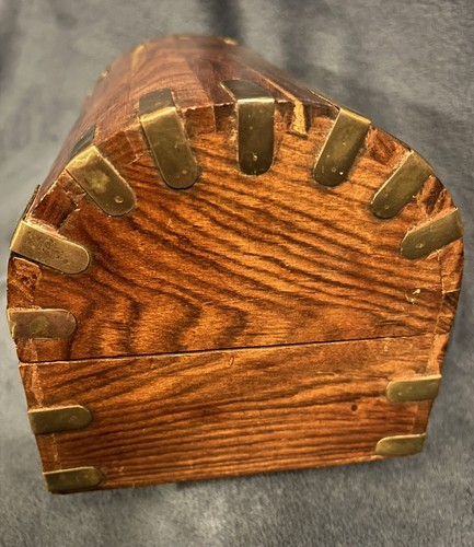 Vintage Handcrafted Wooden Wood Treasures Keepsakes Box 9.5”D - Picture 17 of 19