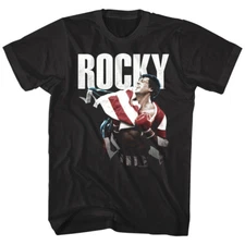 Rocky Balboa American Hero Flag Stars Stripes Men's T Shirt Boxing