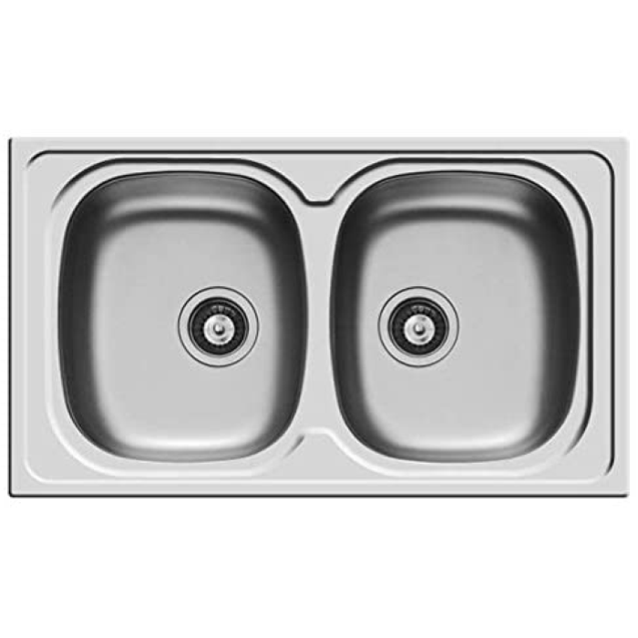 PYRAMIS Lavello Lavandino Lavabo 2 Vasche Sparta 86 X 50 Acciaio Piletta 3,5''