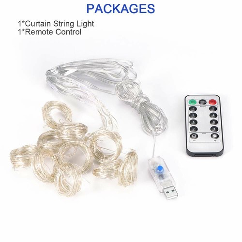 300 LED USB String Light Remote Control Home Party Wedding Curtain Fairy Lights - Picture 12 of 24