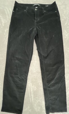 Bandolino Womens Mandie Straight Leg Jeans Black Pockets Mid Rise Corduroy Sz 8