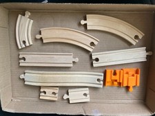 9 Pieces of Brio Railroad Wooden Track