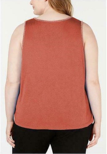 Jenni by Jennifer Moore Women's Plus Size Sleepwear Stitch-Trim Pajama Tank Top - Picture 5 of 9