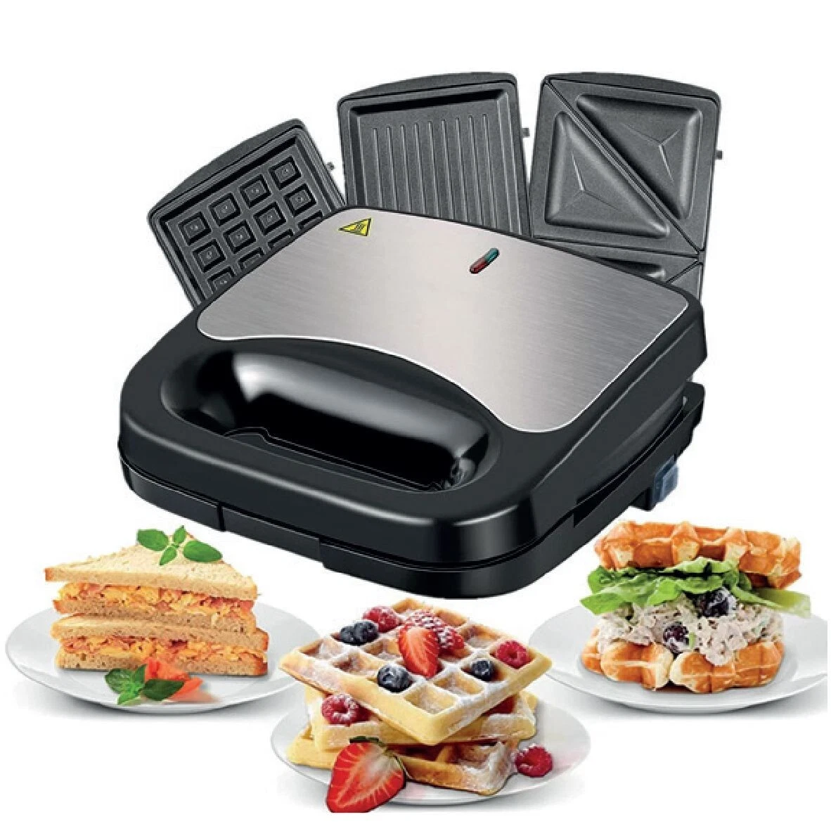 3-In-1 Sandwich Panini Waffle and Grill Over Duel Cooking Plates Camping
