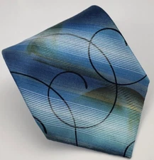 Steven Land Silk Tie Blue Gray Black Abstract Men Necktie Wide 59 x 4