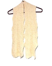 Women’s Knit Scarf- Ivory White, Cable Knit, Soft!! One Size, Long 53”