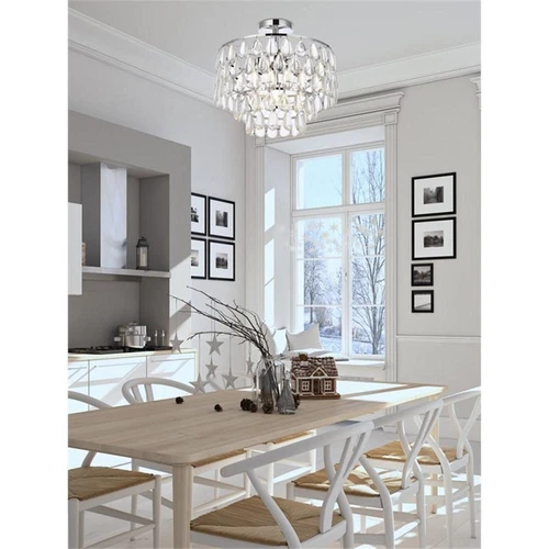 Elegant Lighting Mila 16" Iron and Crystal Flush Mount in Chrome - Picture 2 of 8