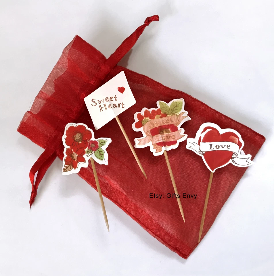 24 Pieces - Party Cupcake Topper - Valentines Days Love Mom Anniversary - Image 2 of 2
