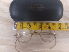 vintage 1800s Gold Filled Glasses With Case Round Spectacles Old Eye Glasses...
