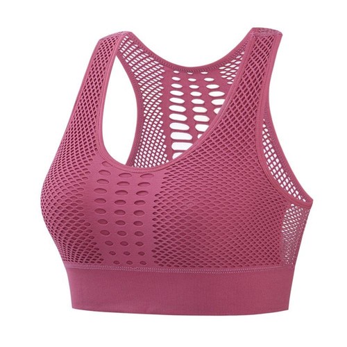 Women Mesh Padded Sports Bra Gym Yoga Workout Fitness Shaper Crop Tops Vest - Picture 18 of 28