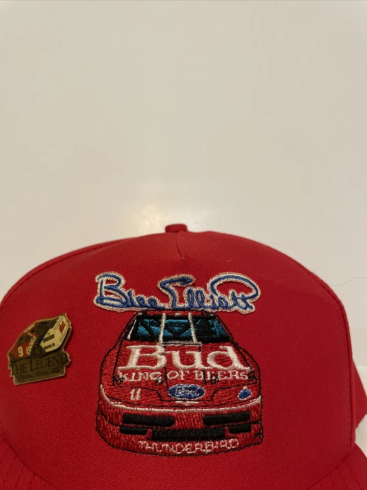 Винтажная бейсболка Bill Elliot BUD King Of Beers NASCAR красная с булавкой - Изображение 2 из 4