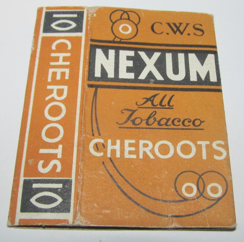 VINTAGE EMPTY Cigarette Flat Cardboard Box Nexum Cheroots
