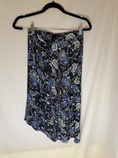 Loft Floral Blue Asymmetrical Hem Wrap Skirt Size 00