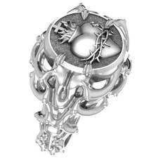 925 Sterling Silver Catholic Sacred Heart Ring for Women Jesus Cross Jewelry