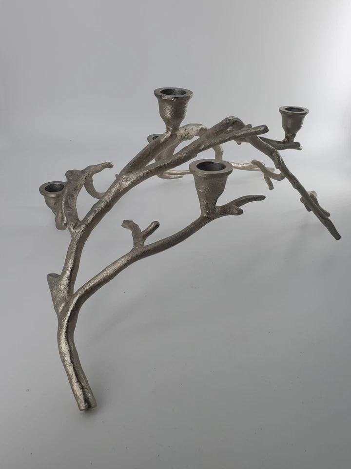 Candelabro cónico de aluminio fundido tono plata metal rama Manzanita Foto 4 de 4