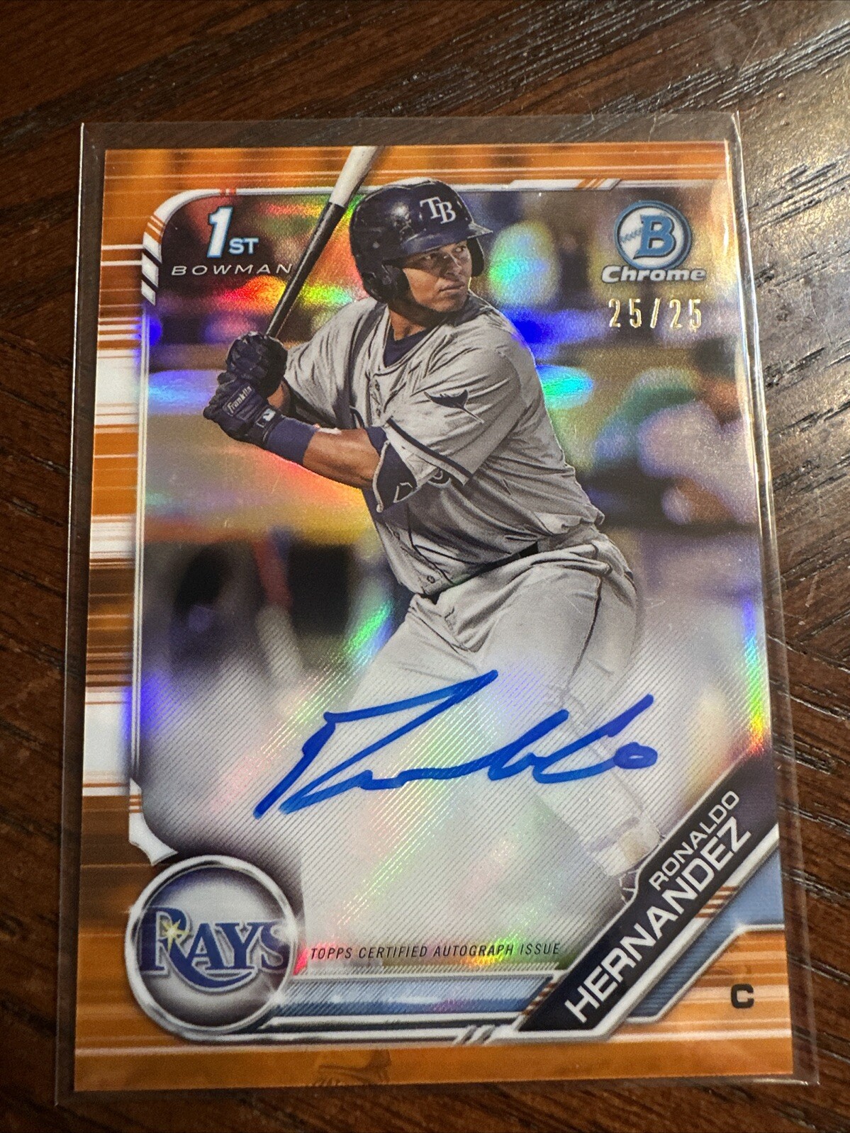 2019 Bowman Chrome RONALDO HERNANDEZ Auto 25/25 Orange Refractor RAYS Arizona