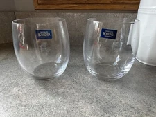 Crystalite Bohemia Stemless Wine Glasses Czech Republic Set of 2 - New!