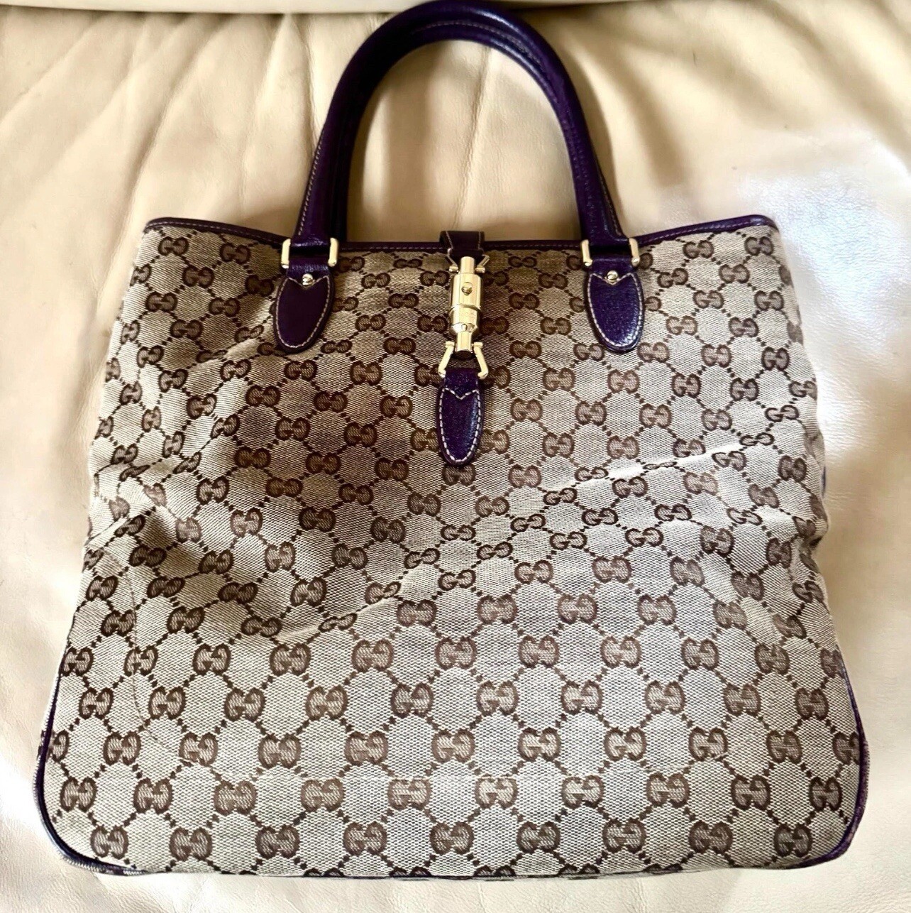 Gucci GG Monogram Canvas and Leather Crossbody Handbag  