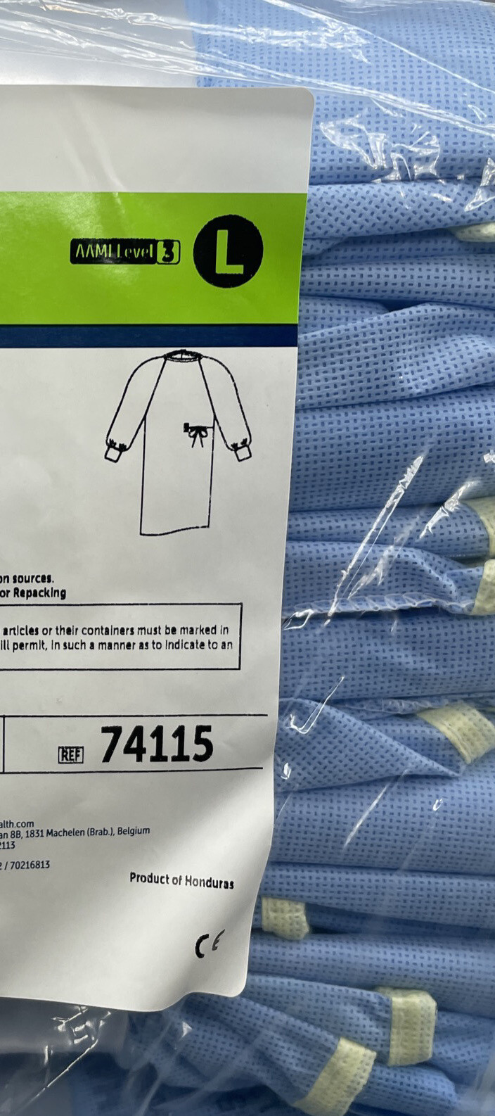 AAMI Level 3 Halyard Ultra Isolation Gown Surgical 74115 Blue Large