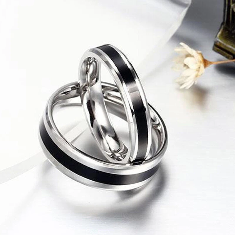 Free Engraved Couple Men Women Wedding Ring Eternity Promise Engagement Ring - Image 2 of 4