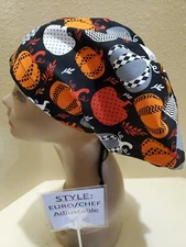 Decorative Pumpkins Fall Women's  Euro/Chef Surgical Scrub Hat/Cap Handmade