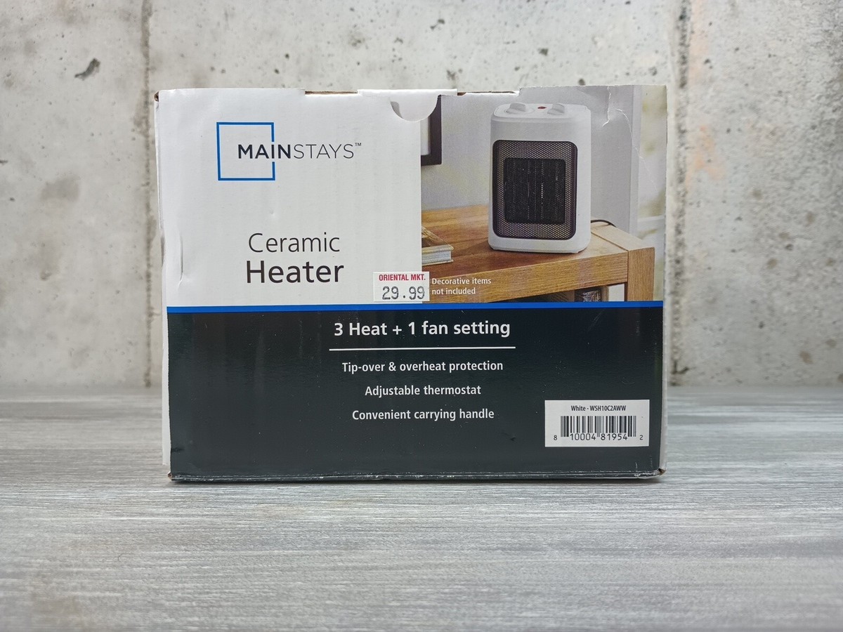 Mainstays 700-1500W Ceramic Fan-Forced Electric Space Heater, White NIB |  eBay