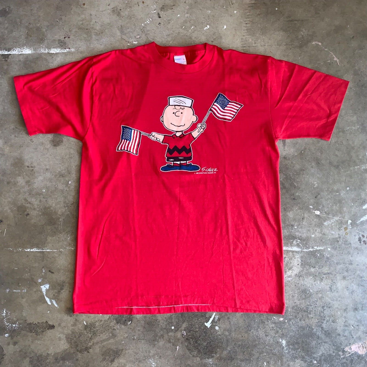 80s VINTAGE CHARLIE BROWN OF PEANUTS T-SHIRT MEN SZ L ARTEX TAG 