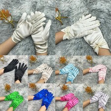 Smooth Satin Gloves Etiquette Performances Gloves Beaded Stretch Gloves Elastic
