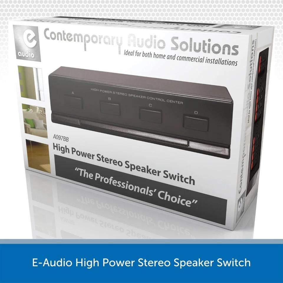 4 Way Stereo Speaker Selector Switch Splitter Box For 3 Pairs of Speakers 4-Zone - Image 3 of 4