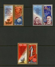 G251  Russia  1981  space Yuri Gagarin  3v. + labels     MNH