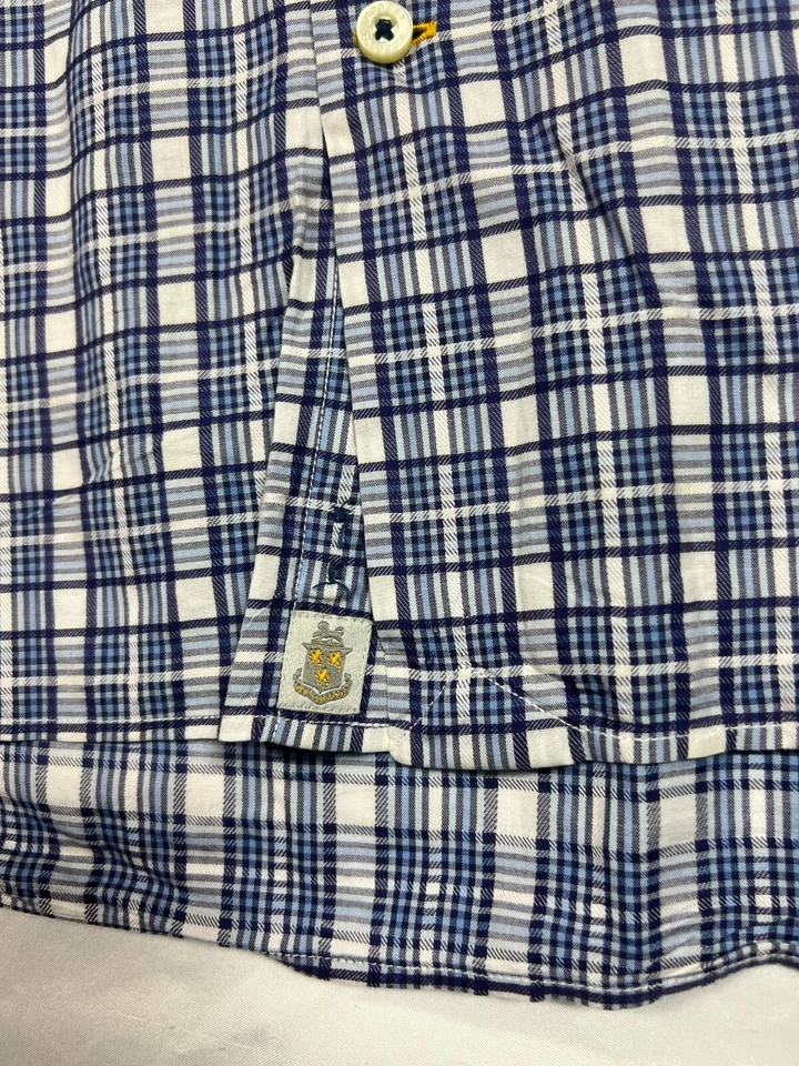 Camisa de vestir Robert Talbott azul a cuadros manga larga algodón para hombre XL bonita. Foto 4 de 4