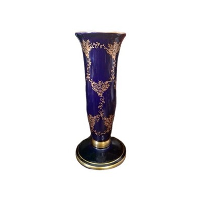 Lindner Bavaria Mid Century Vintage Porcelain Cobalt Blue 24k Gold Trim RARE