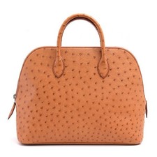 Herms Bolide Web □E Stamp Handbag Cognac Ostrich from Japan #0066