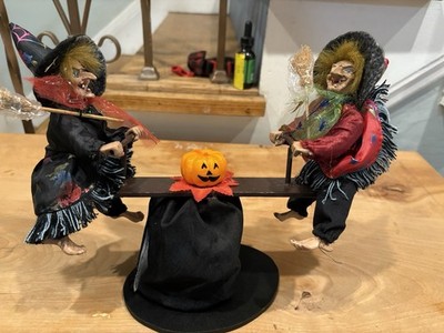Vintage Halloween Witches On Teeter Totter