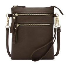 Small Crossbody Bag, Multi Zip Pockets, Wristlet, Lightweight, Travel Purse