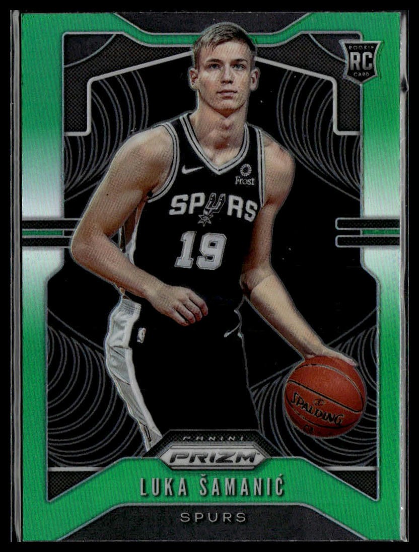 2019-20 Panini Prizm #265 Luka Samanic Prizm Green Rookie RC Spurs #2