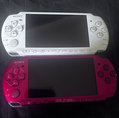 Sony PSP Handheld System Console Lot of 2 White/Red Headphone Jack