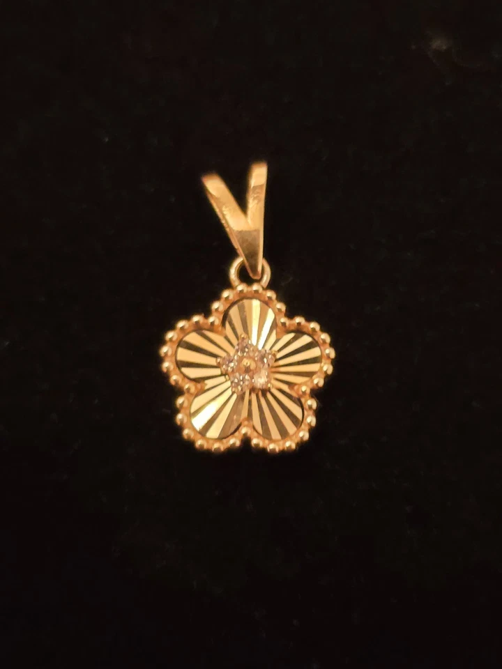 Kettenanhänger, Goldanhänger Blume Gold 585/ 14 Karat mit Zirkonia