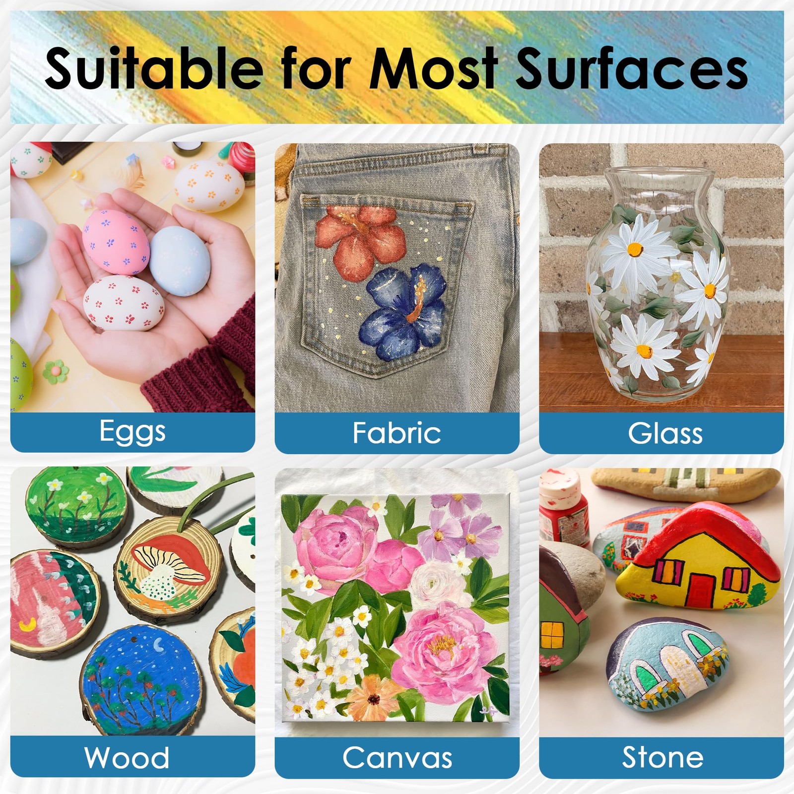 AnyMark Acrylic Paint Set, 48 Classic Colors with 12 Brushes, 2 fl oz/60ml