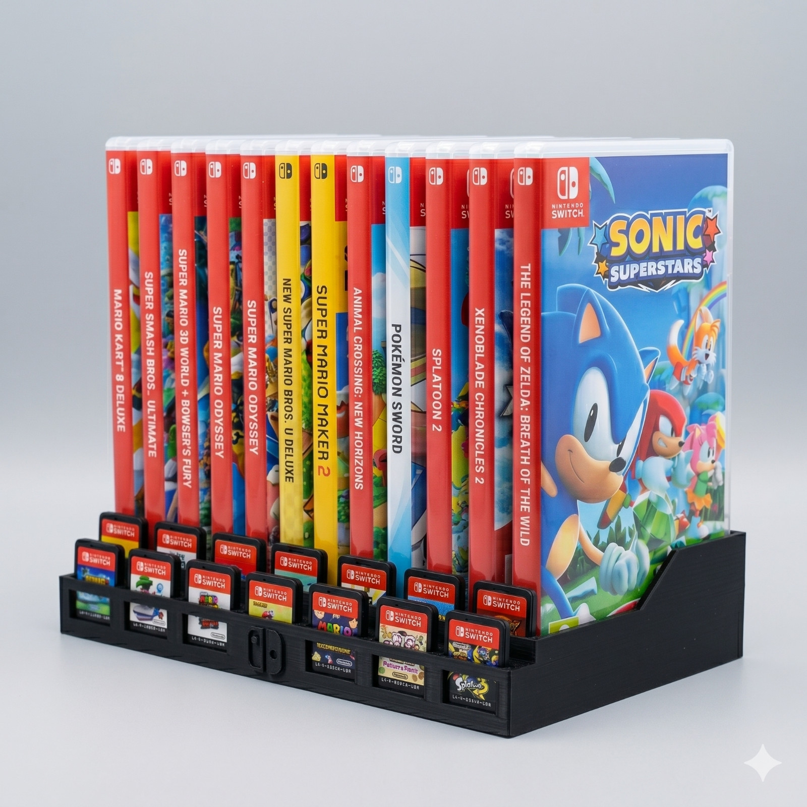 Porta giochi Nintendo Switch 1 e 2 Supporto organizer per giochi 18 giochi