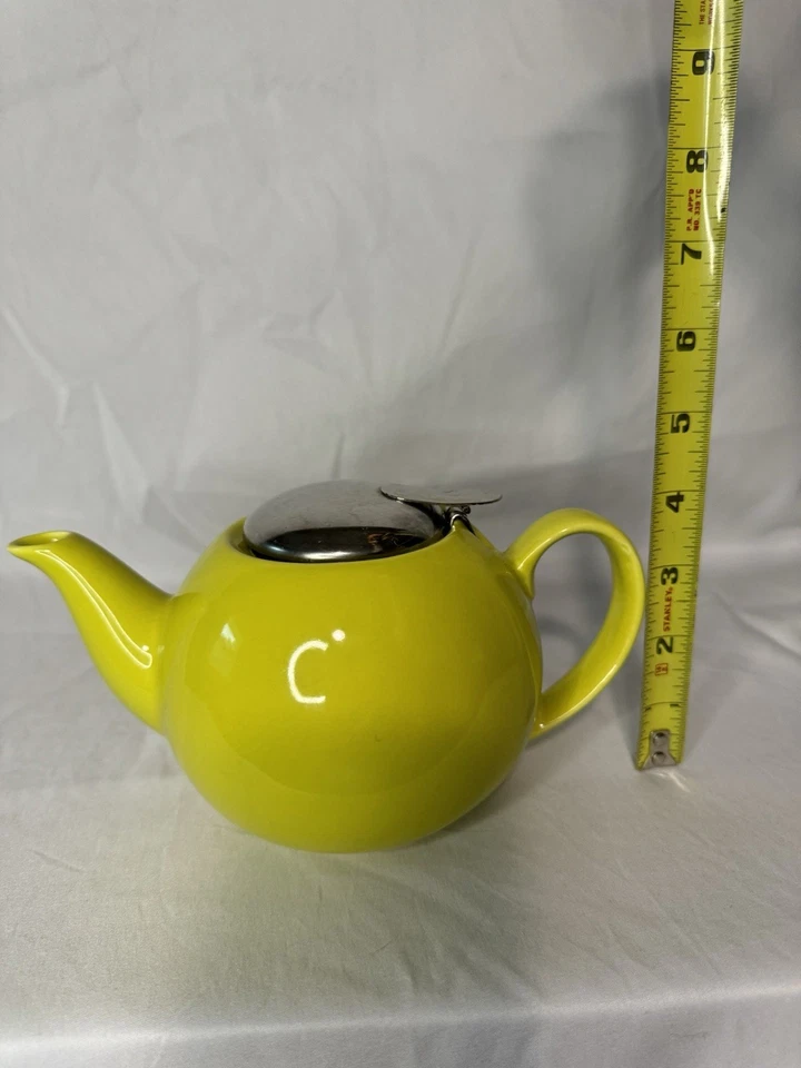 Tetera de cerámica Tetera Tapa de metal verde lima Foto 4 de 4