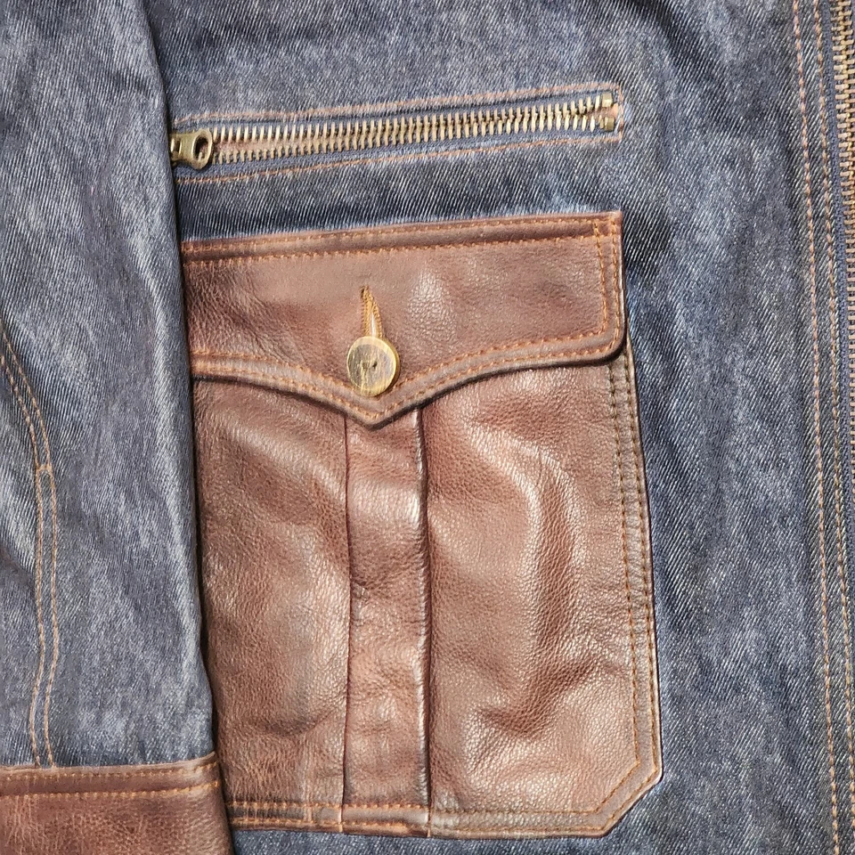 Scully 1068-193 New 2XL Wax Denim & Leather Trim Jacket Blanket Lined Chore $250 - Image 3 of 4