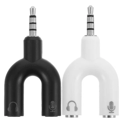 2 Pcs Double Prise Jack Pour Casque Adaptateur De Port Audio Micro - Photo 1/4