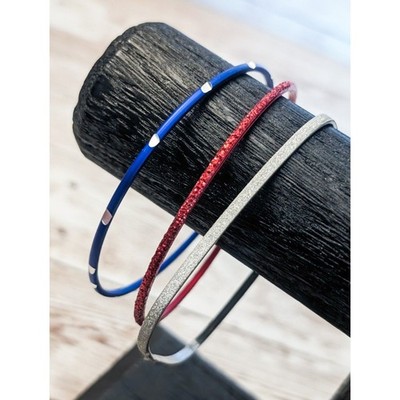 3 Bangle Bracelets - (1 Square, 1 Blue, 1 Red)