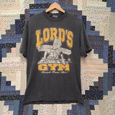 Vintage 1990 Lord's Gym T-Shirt Tee Jays SofTee Large Faded Black Living Epistle