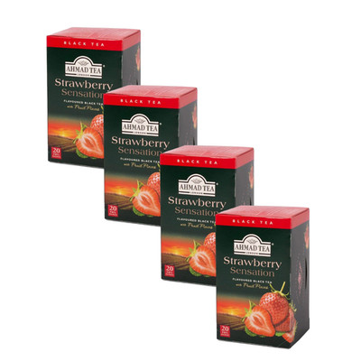 4x Ahmad Tea Strawberry Sensation 20 Bags | Fruity Black Tea