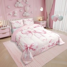 Erosebridal Pink Bow Girls Twin Bedding Set for Kids Teen Women