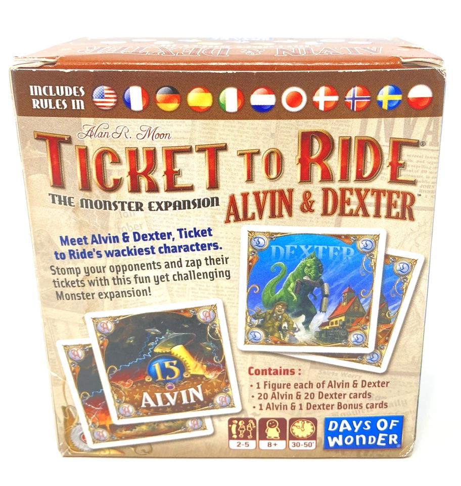 Ticket to Ride Alvin & Dexter Monster Expansion Days of Wonder  Complete - Image 3 of 4